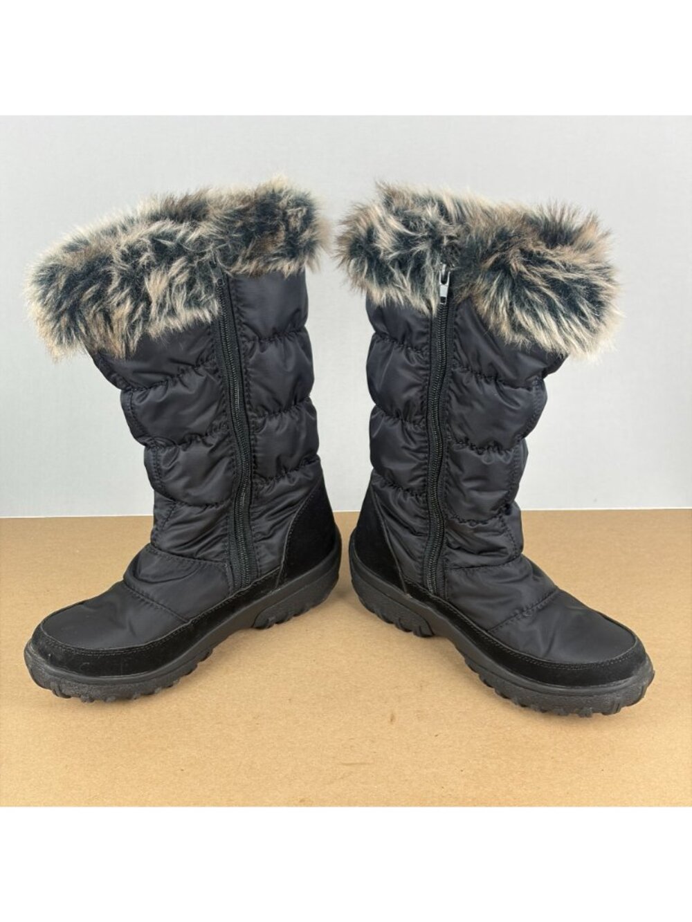 Spring Step Vanish Waterproof Puffer Boots Womens 7.5/8 Black Side Zip Faux Fur - Picture 5 of 8